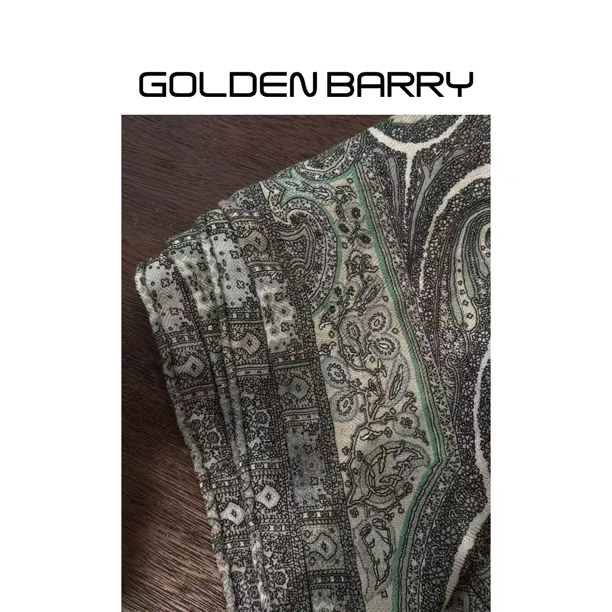 GOLDENBARRY|613011“烟青流纹”复古纹理丝毛方巾