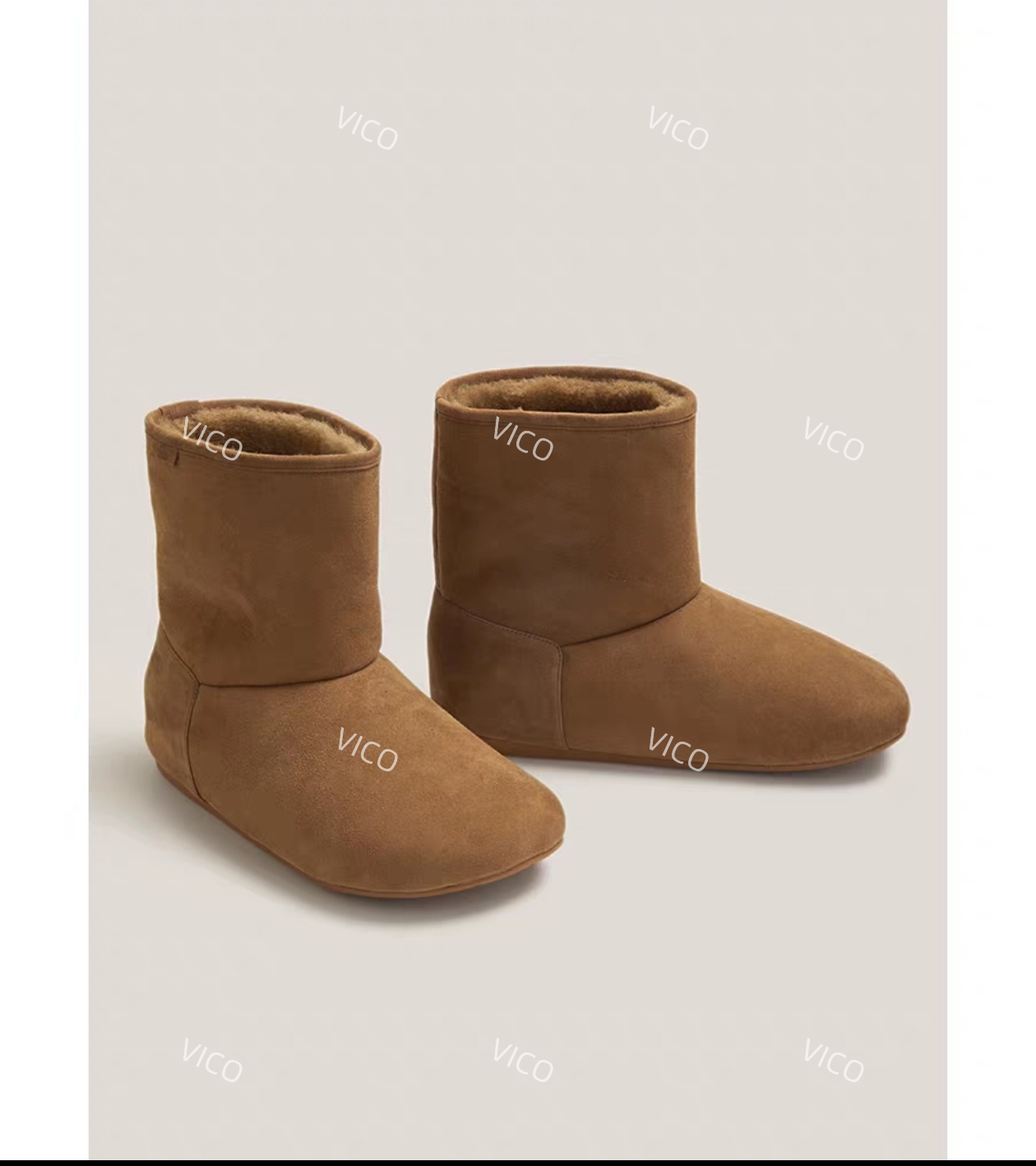 惟蔻/4CM/牛反绒/加绒加厚羊羔毛内里厚底防滑中筒冬季雪地靴