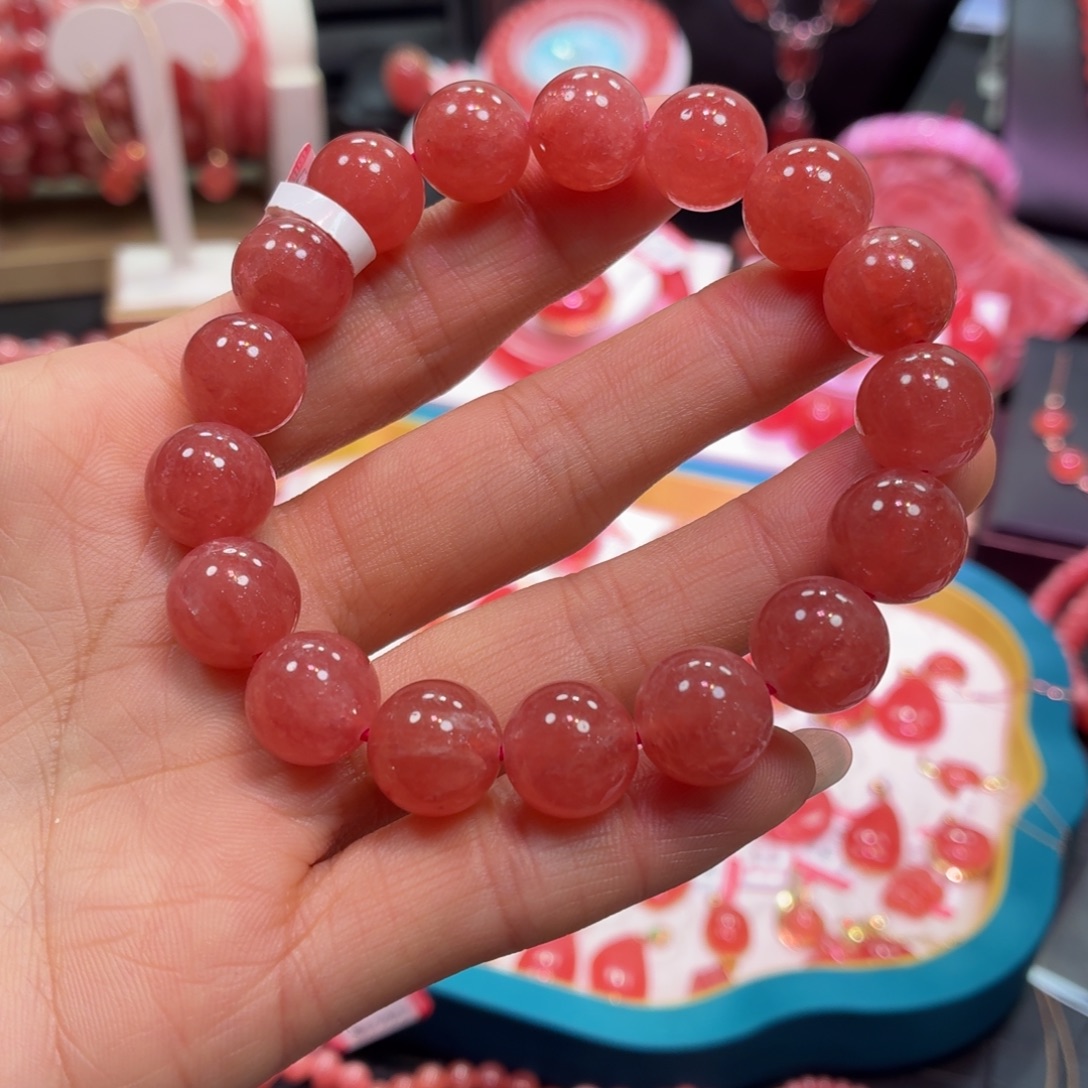 菱锰矿（红纹石）未镶嵌手串