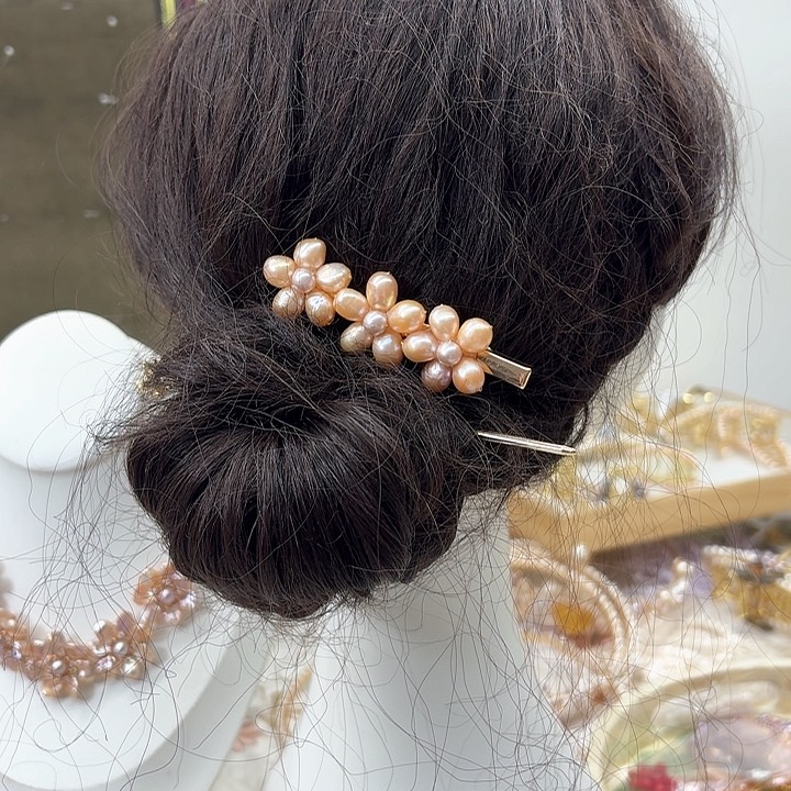 淡水珍珠发饰银S925镶嵌