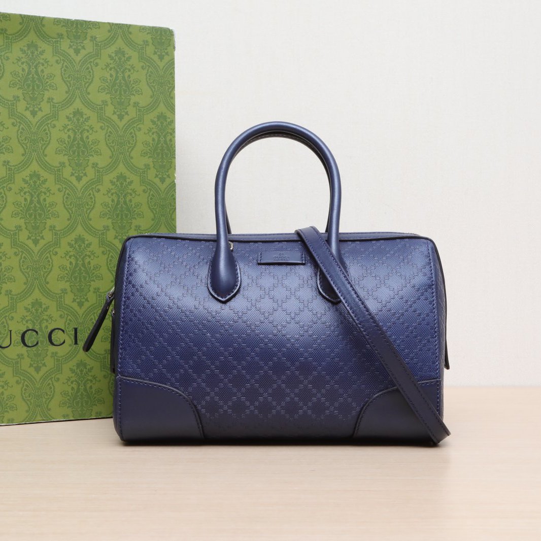 99新 GUCCI/古驰 【娇】 蓝色 皮革C 波士顿 手提包 P225174949