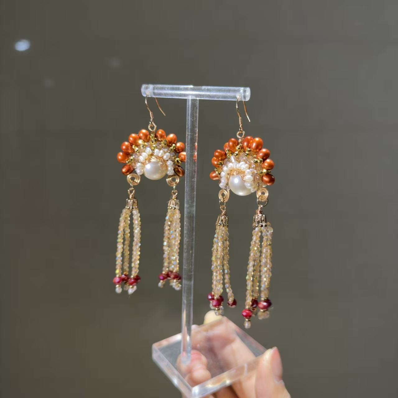 非金属合成锆石耳饰 【莫奈海之星】刀马旦流苏耳环设计气质优雅款