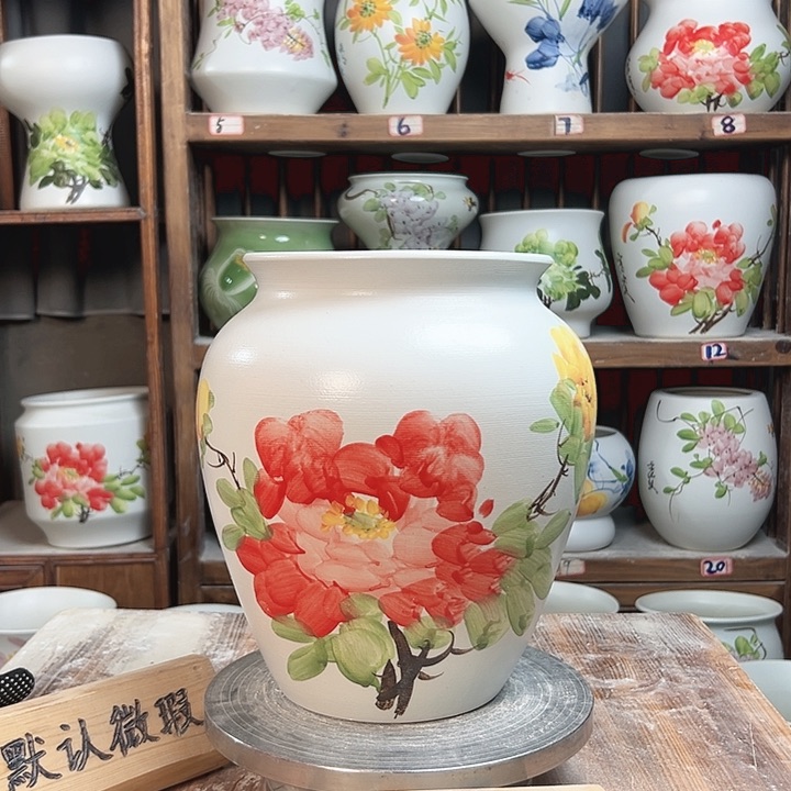 摆件高26口18.5牡丹陶瓷新款陶瓷大