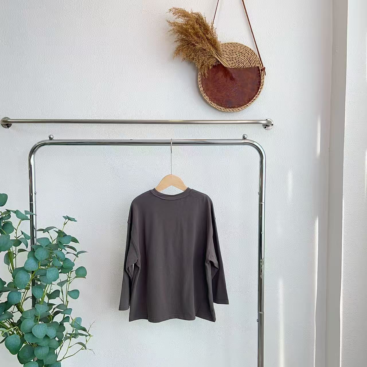 1336帕泥灰长袖圆领T恤