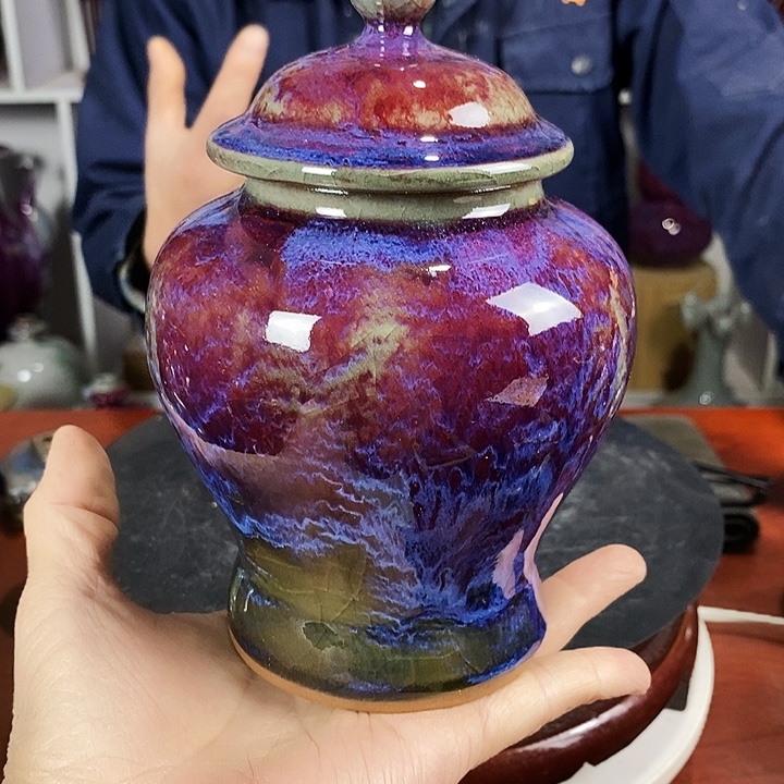 瓷片尚峰钧窑作品茶叶罐