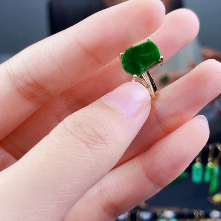 翡翠戒指银S925镶嵌饰品