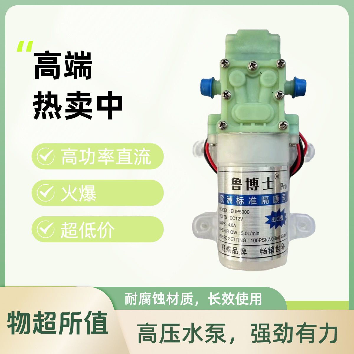 翡翠白玉高压经久耐用纯铜电机12v高压水泵喷雾器泵大功率正品