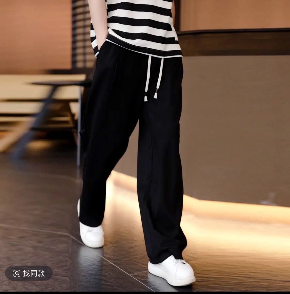 2025夏季时尚潮流小众百搭阔腿宽松高街明 线店帅慵懒风男装