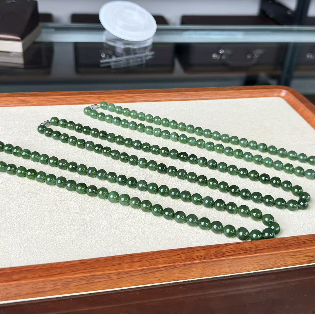 和田玉碧玉8mm项链 精挑珠（多样性发其一）