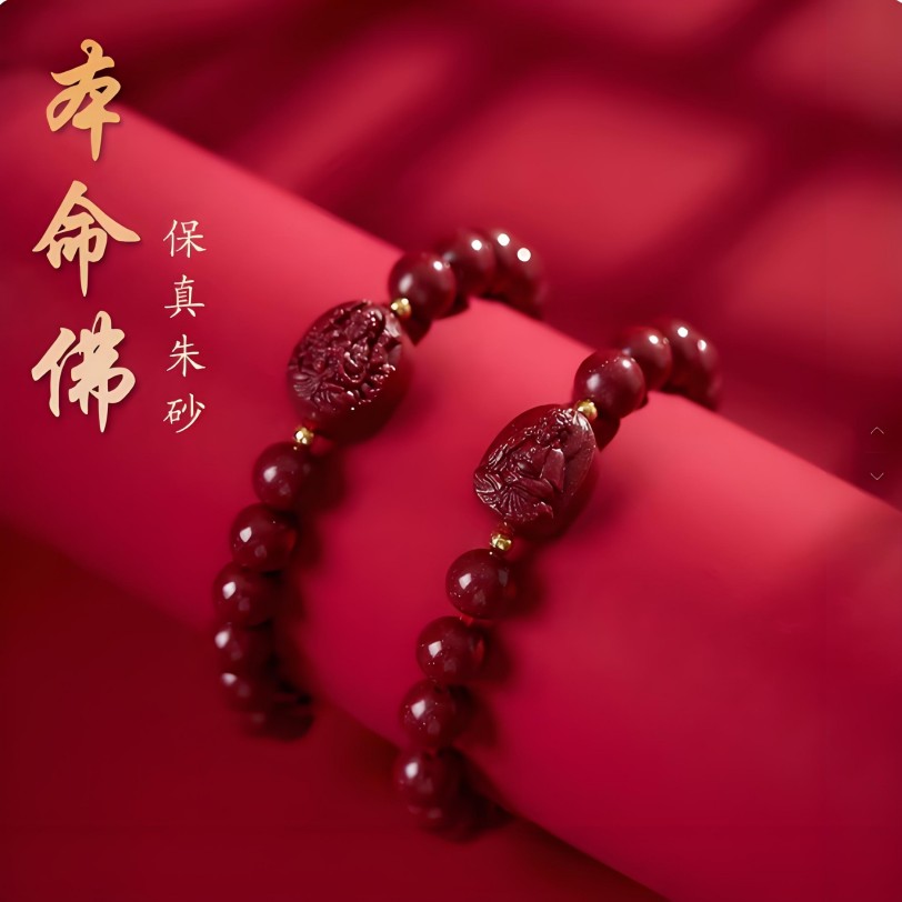 含辰砂工艺品祥砂居（高含量紫金砂）十二生肖八大守护神朱砂手牌