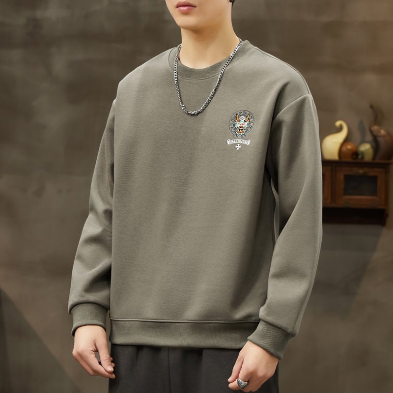 [男女同款]圆领休闲百搭重磅印花卫衣加绒加厚情侣宽松上衣66208