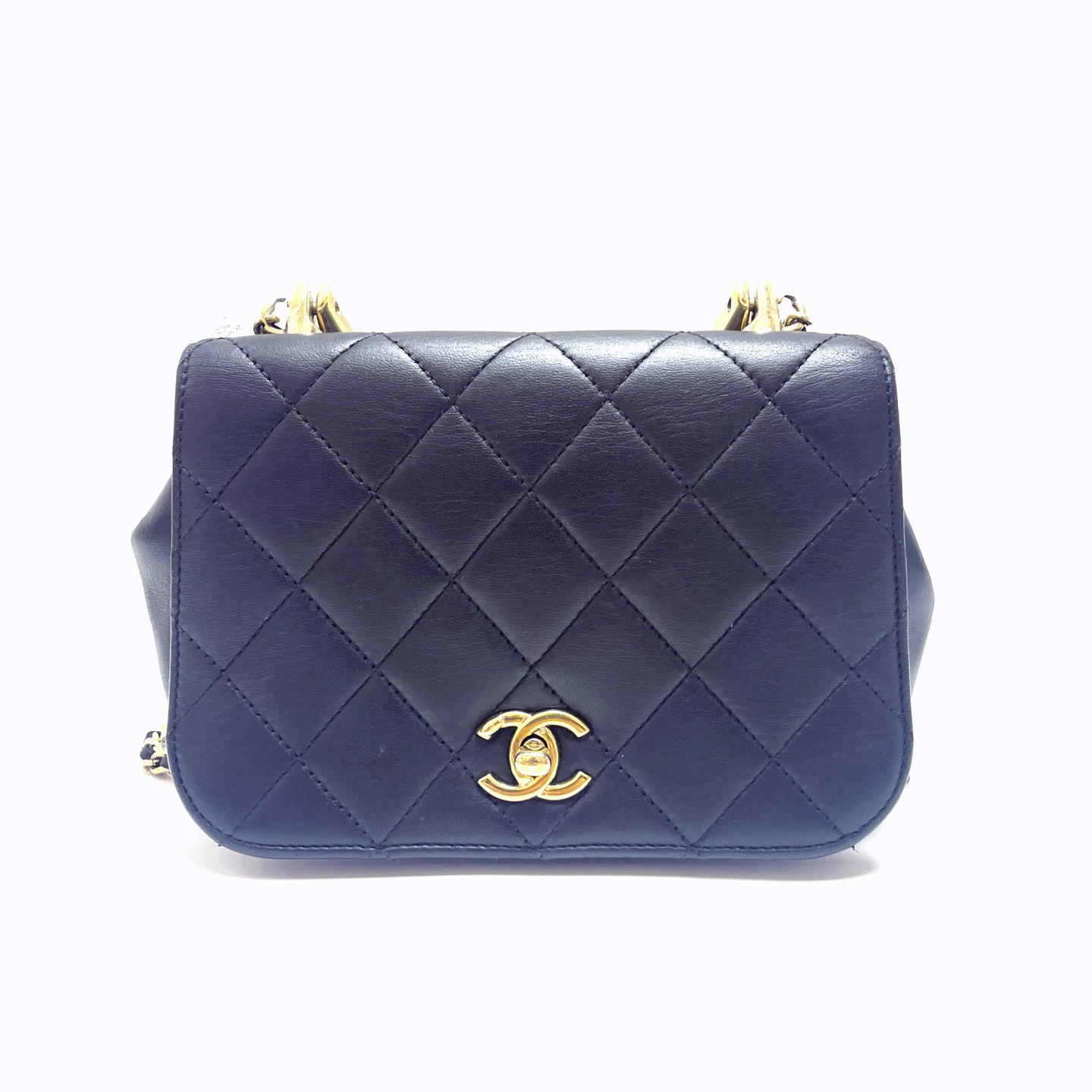 95新 Chanel/香奈儿 黑金flaphandlecf手柄小号24年无卡链条包