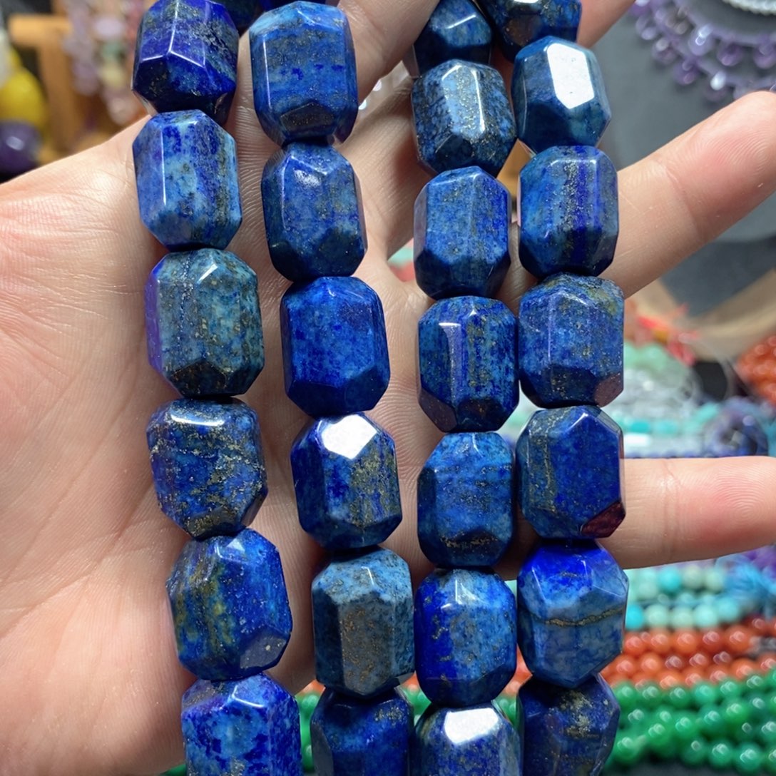 玛瑙/玉髓未镶嵌珠宝半成品青金桶珠切面一条卡15mm