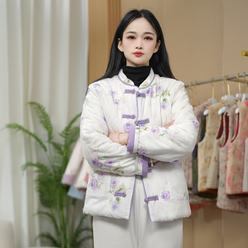 【100%棉】2025冬季新款加厚棉花棉衣外套女新中式复古盘扣棉花衣