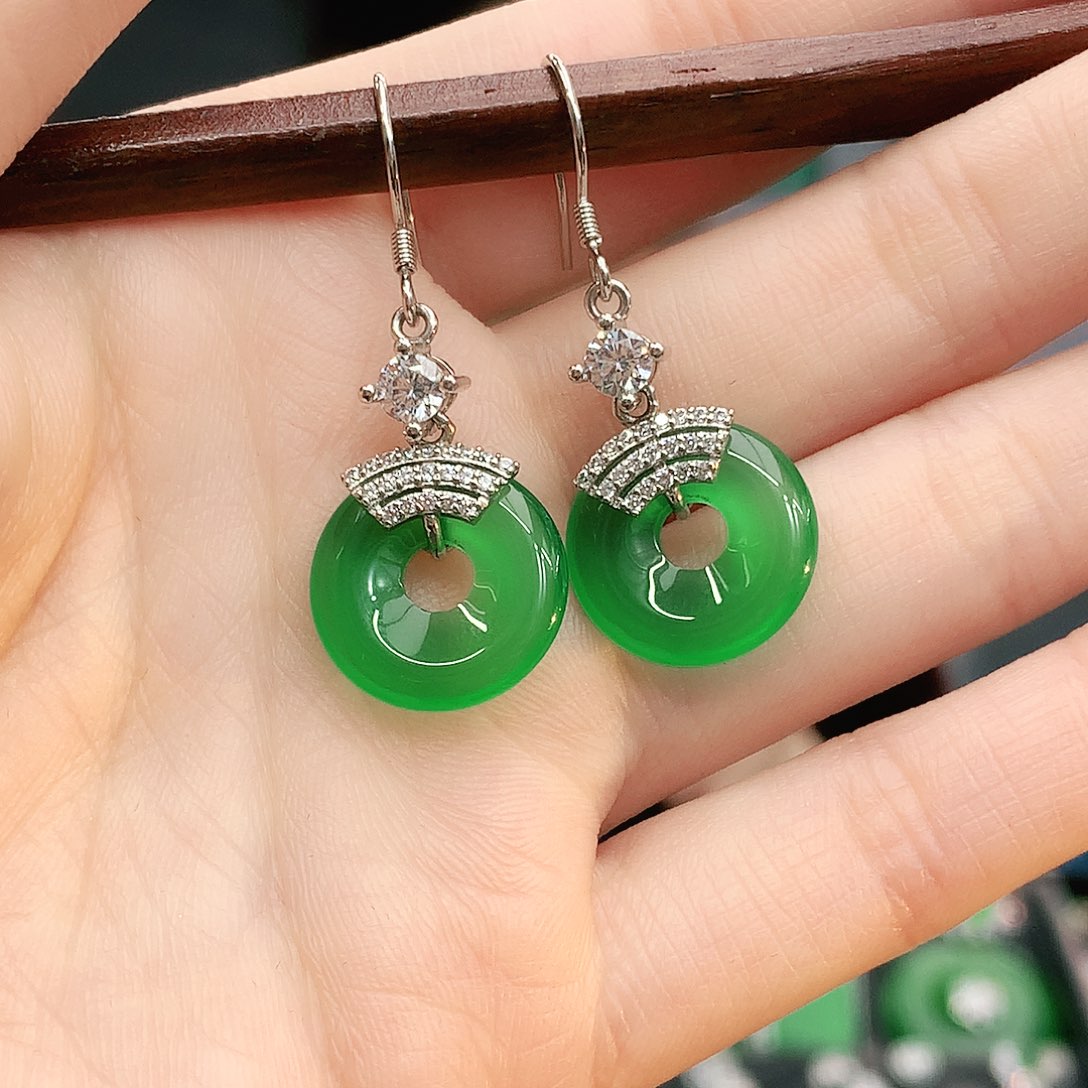 银S925镶嵌耳坠玛瑙/玉髓