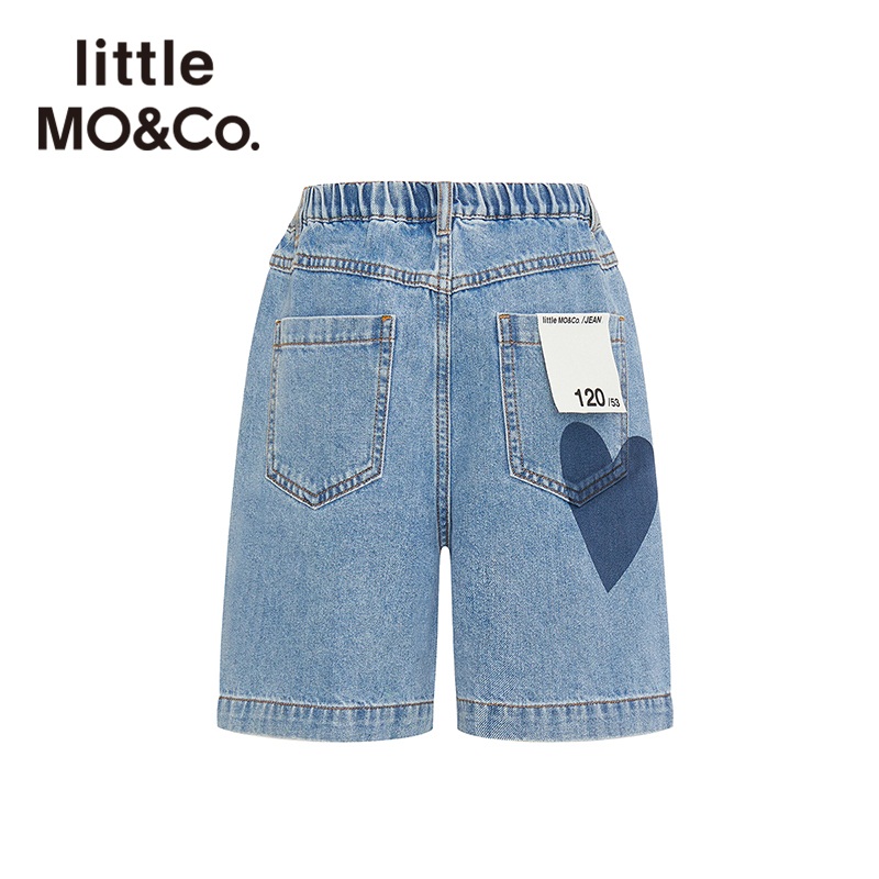 【芷芸专属】littlemoco童装牛仔短裤爱印花牛仔裤#KBA3SOT012