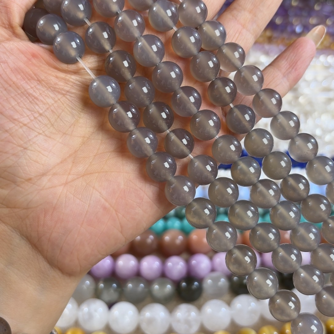 玛瑙/玉髓未镶嵌珠宝半成品天然灰玛瑙卡10