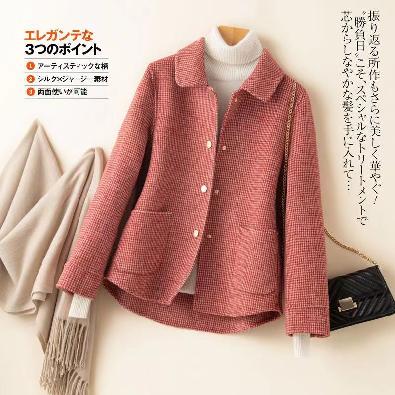 【100%纯羊毛】25年早春炸街羊毛呢短款大衣女士外套双面绒欧若风