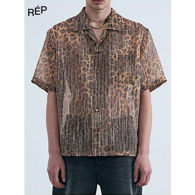 REP-NOICE设计师品牌棕色豹纹短袖衬衫 26SS（NO退可换）