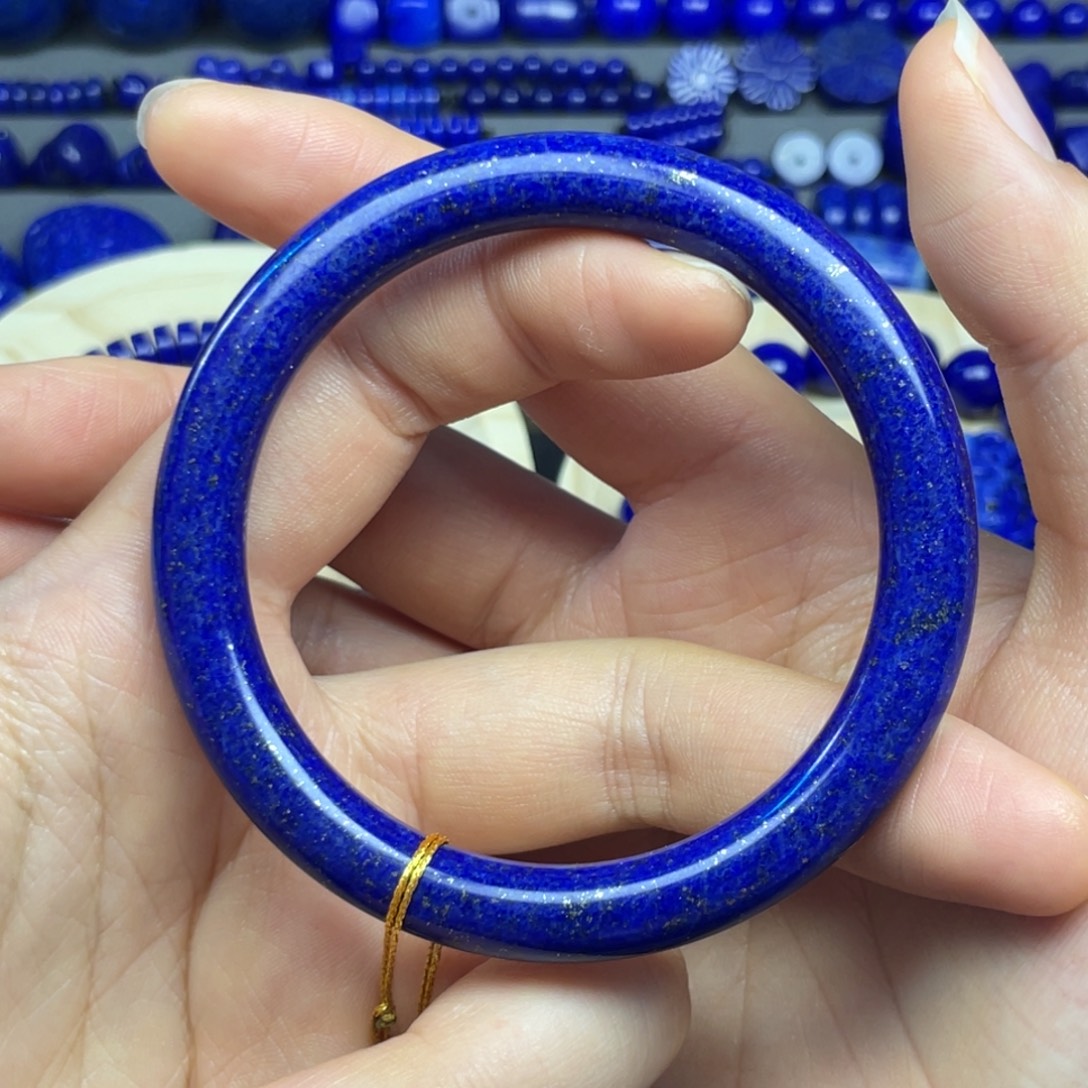 青金石未镶嵌圆条手镯57+