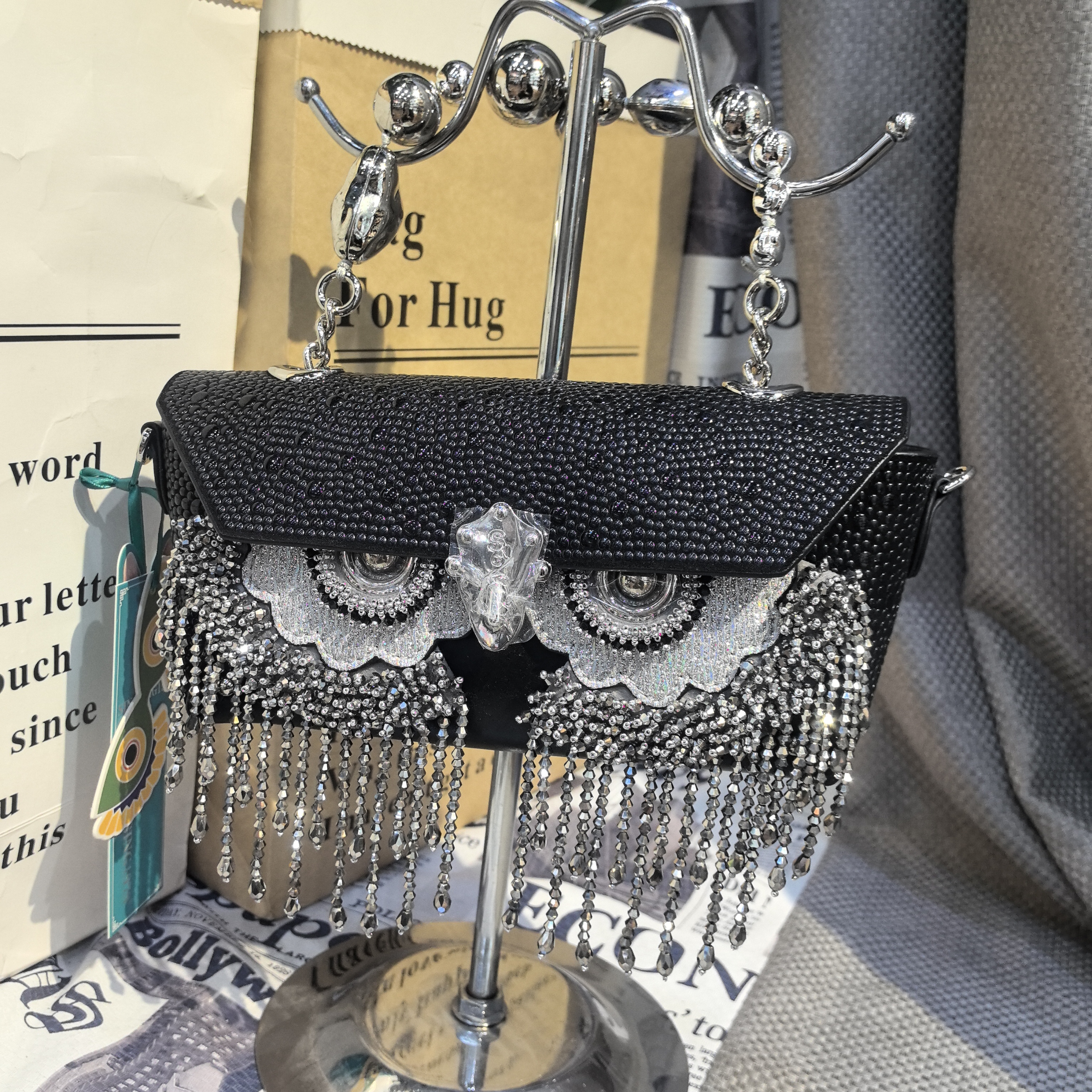 2025 新款水钻猫头鹰韩系可爱时尚斜挎包