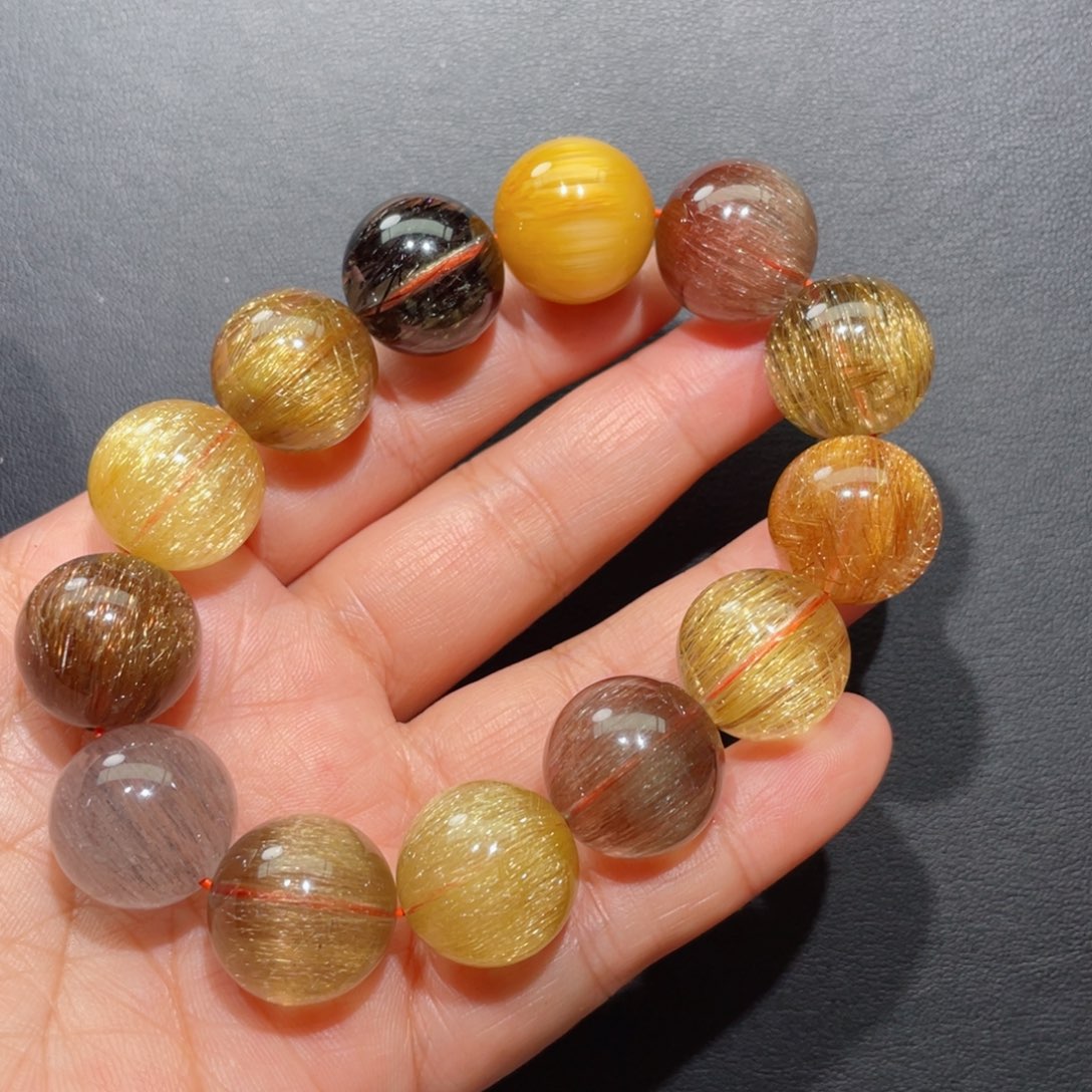 水晶手链未镶嵌发晶手链，晶体通透