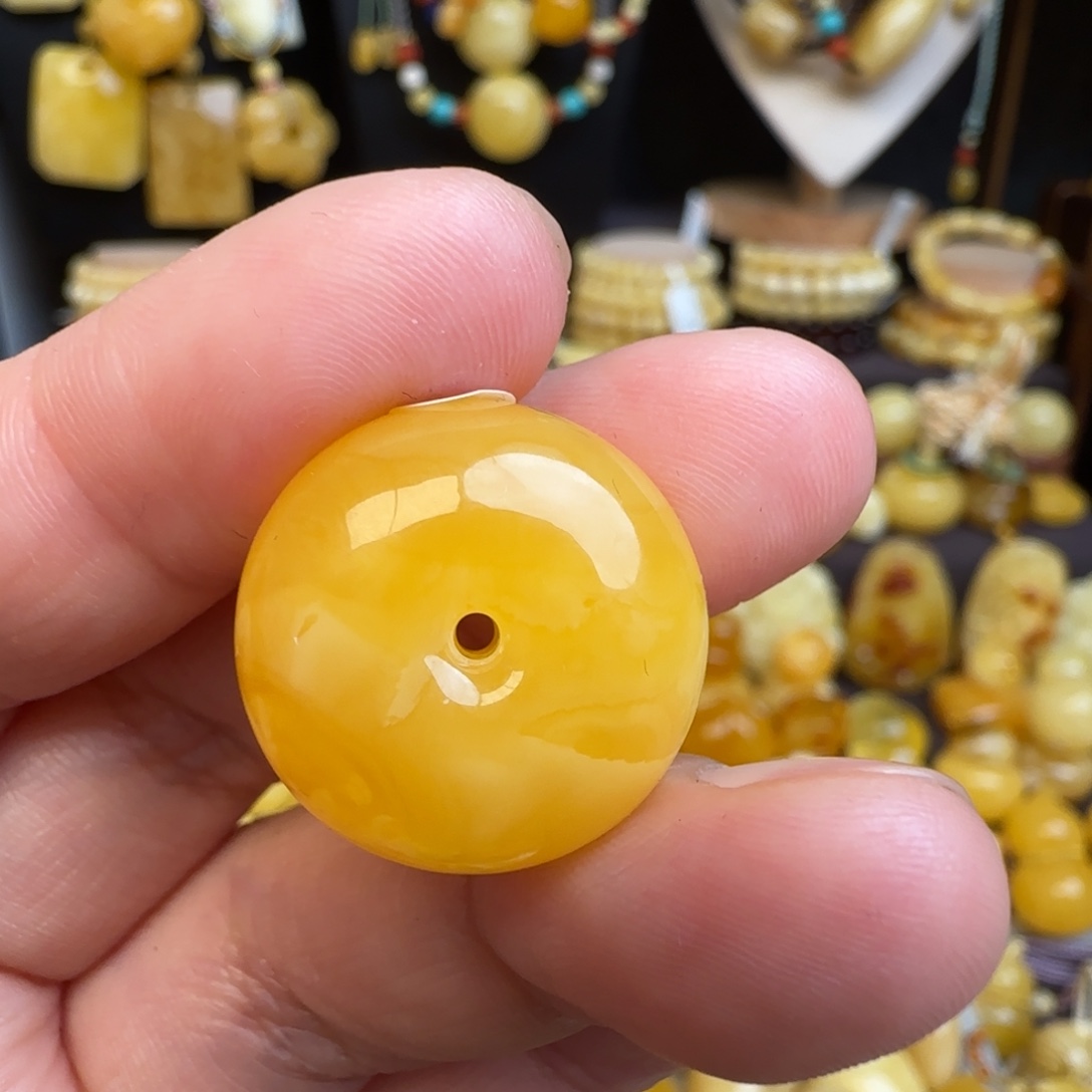 琥珀未镶嵌吊坠(不含链)天然焦皮料蜜蜡平安扣吊坠