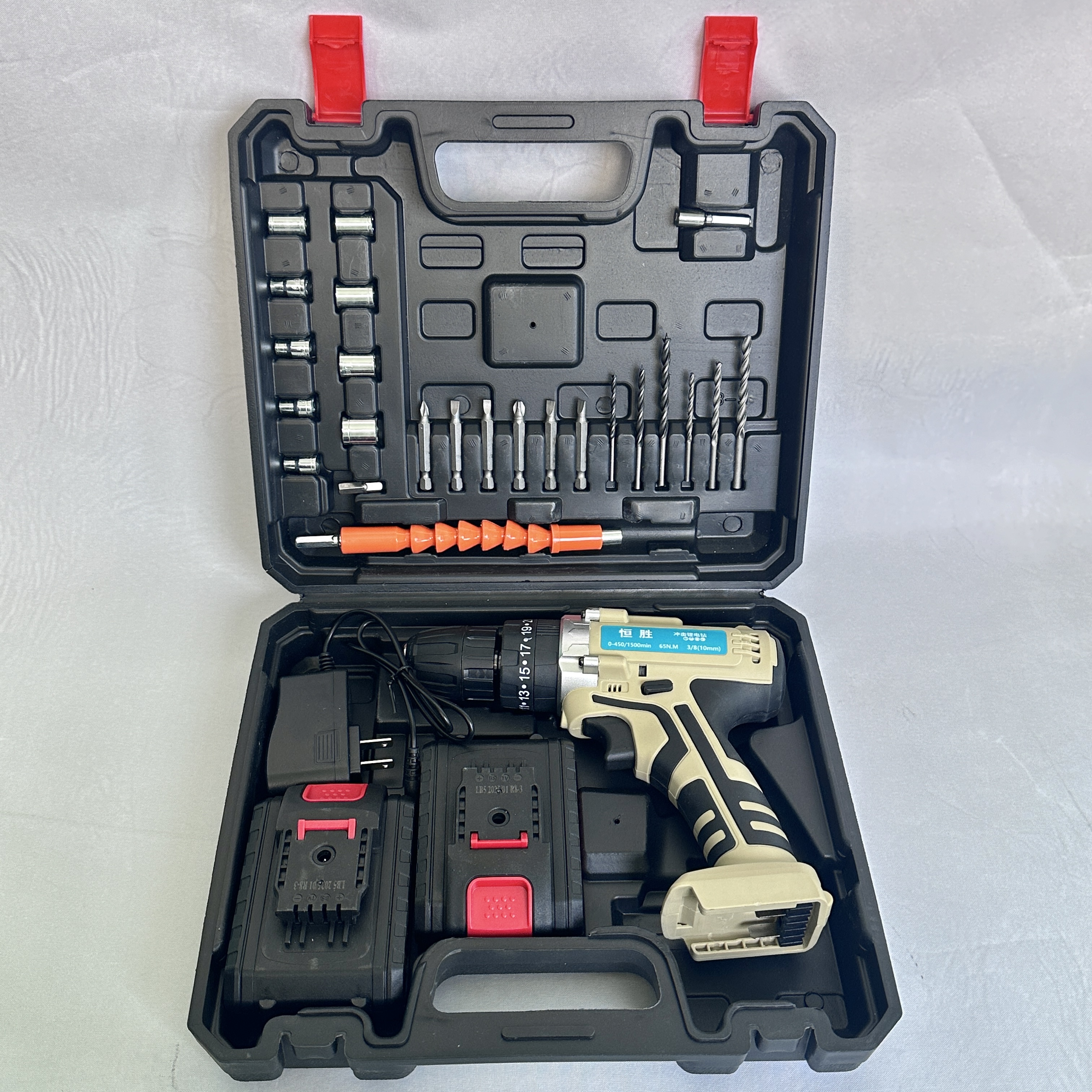 【郑总专属】两电一充 米白三功能手电钻多功能家用锂电冲击钻