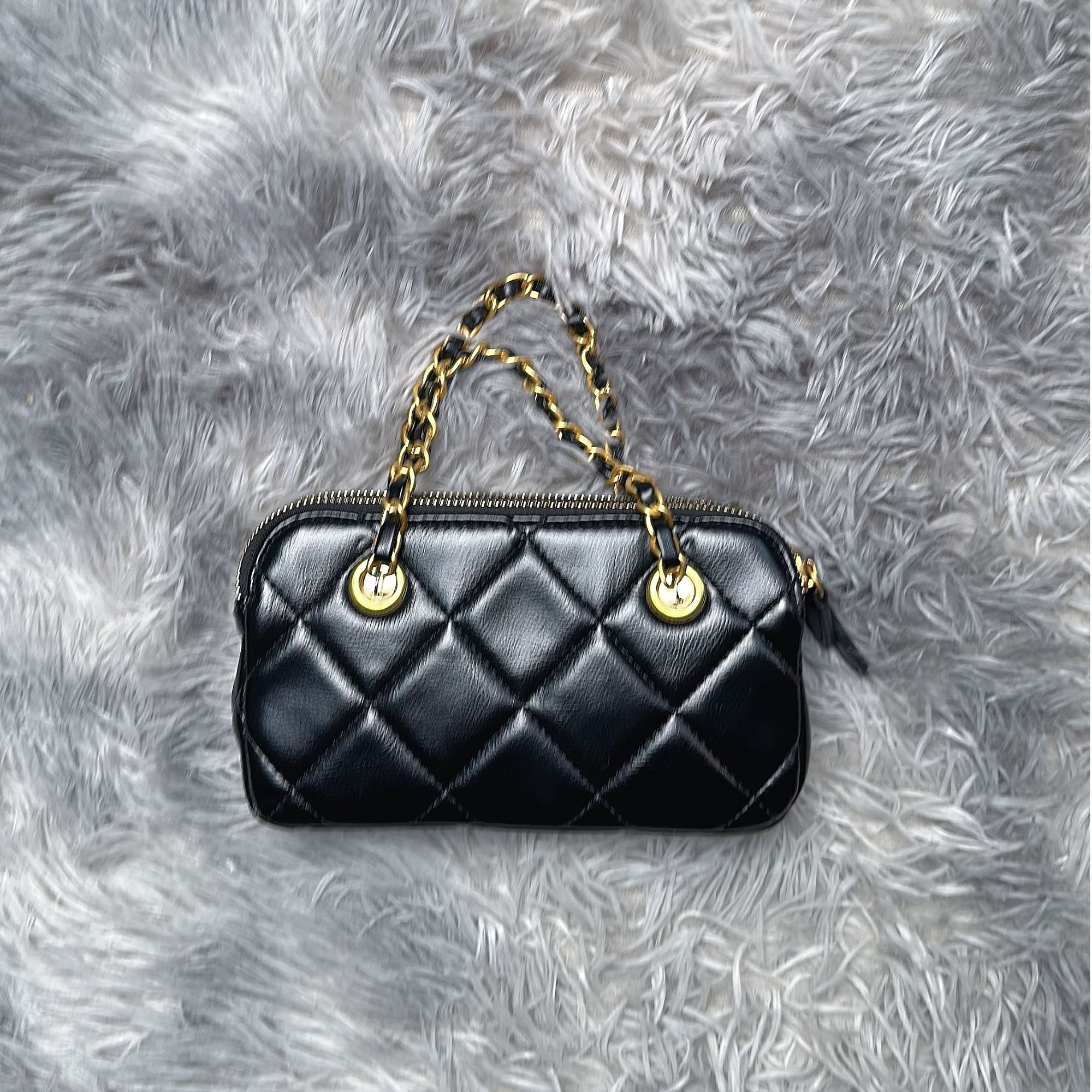 时尚百搭真皮女包想 金币 黑色  0241