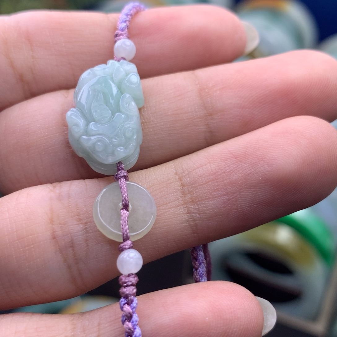 翡翠未镶嵌挂件貔貅手绳