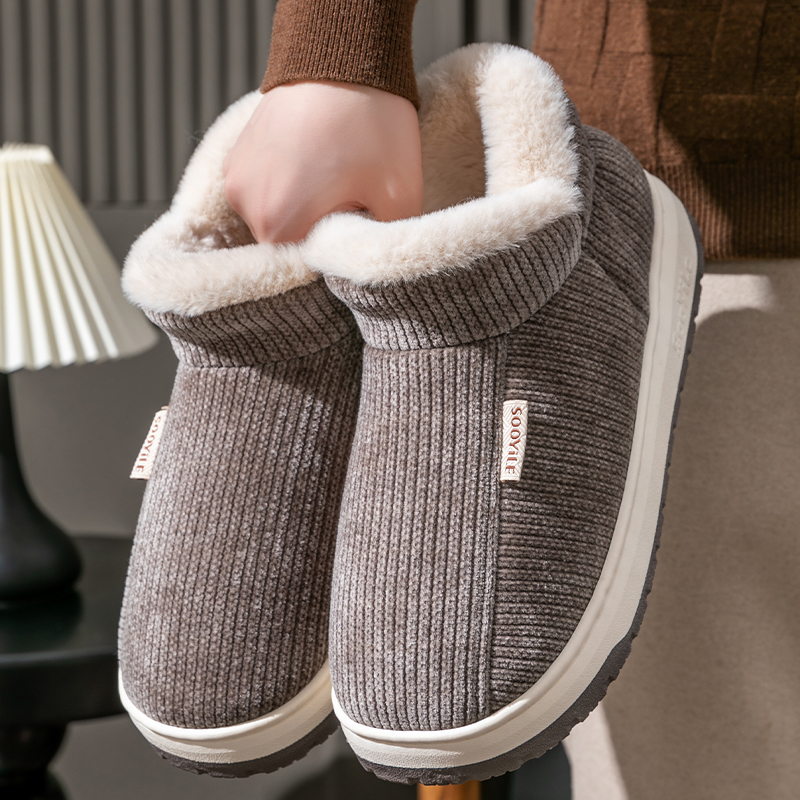 棉鞋子男款冬季厚底防滑中老年加绒加厚爸爸保暖老人棉靴男士外穿