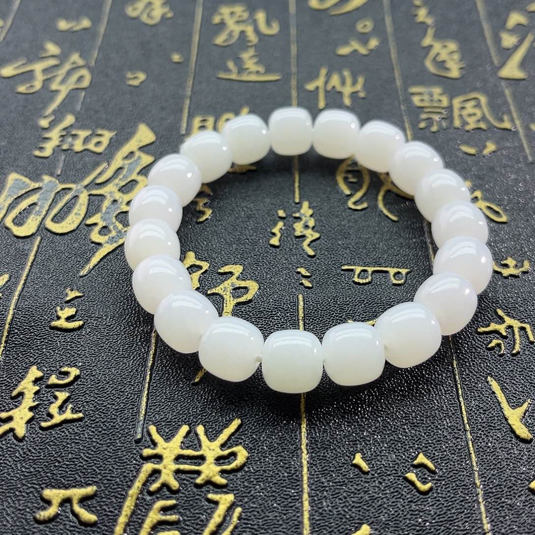 和田玉未镶嵌颈饰白玉-俄料-一级白-10mm老型-手串