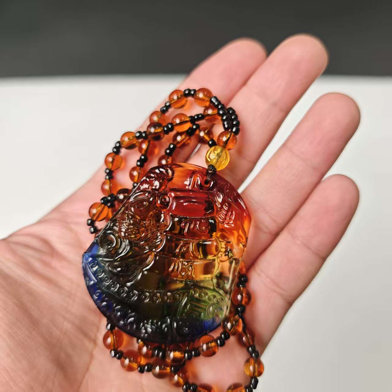 七彩琉璃一帆风顺吊坠001