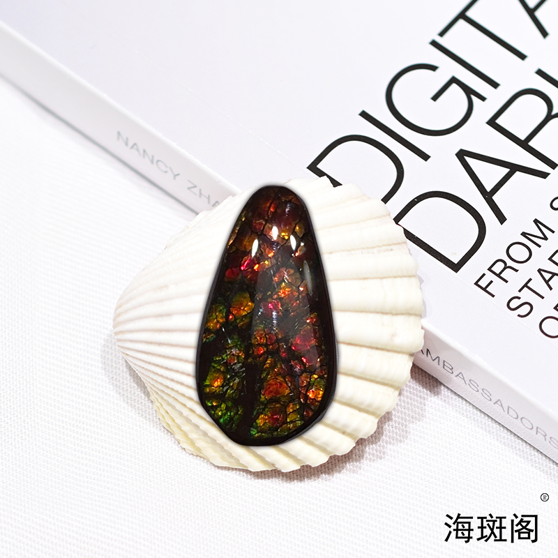 【海斑阁】天然加拿大斑彩宝石有机宝石收藏树脂覆膜裸石DLS-25012