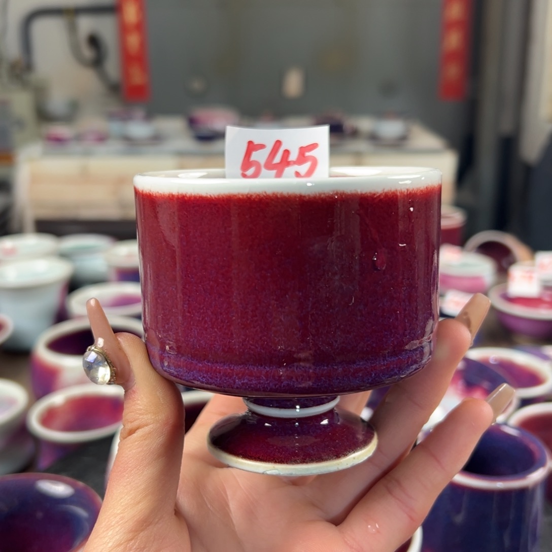 瓷片悠**雅全品无暇主人杯纯手工