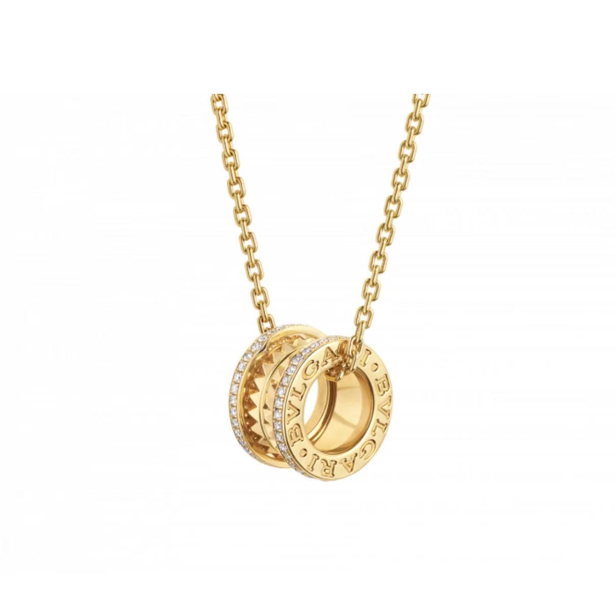 99新 BVLGARI/宝格丽 B.ZERO1黄金铆钉双排钻弹簧项链23年全套