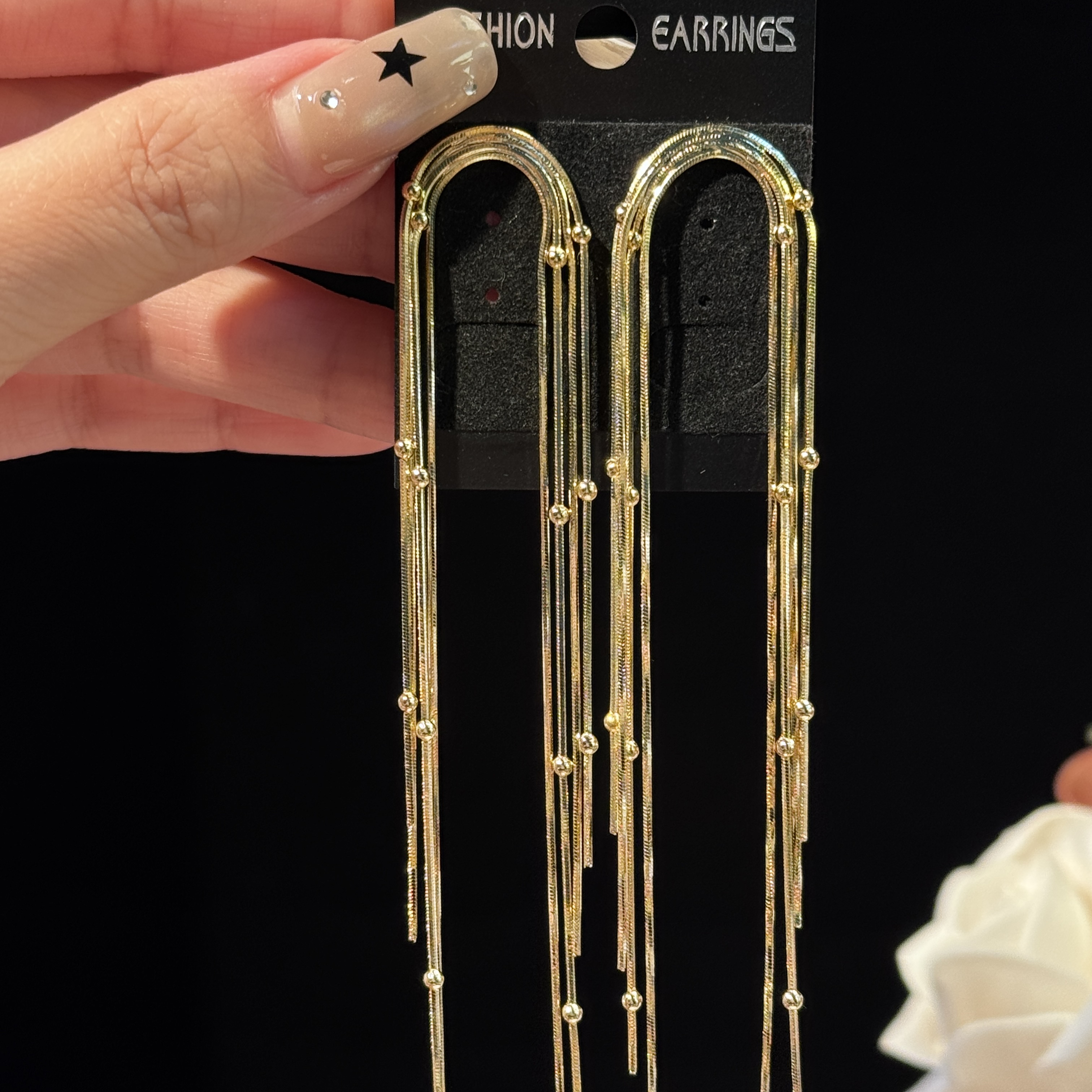 铜合金耳饰 若惜】小众高级感长款流苏耳环气质轻奢时尚简约耳钉女