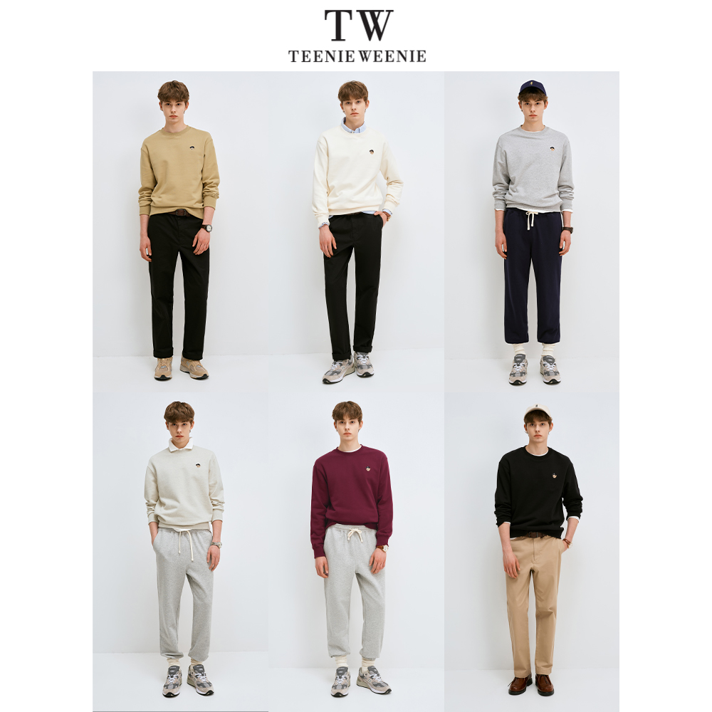 【达播专属】TeenieWeenie小熊男装卫衣宽松加绒圆领上衣TNM48C06S