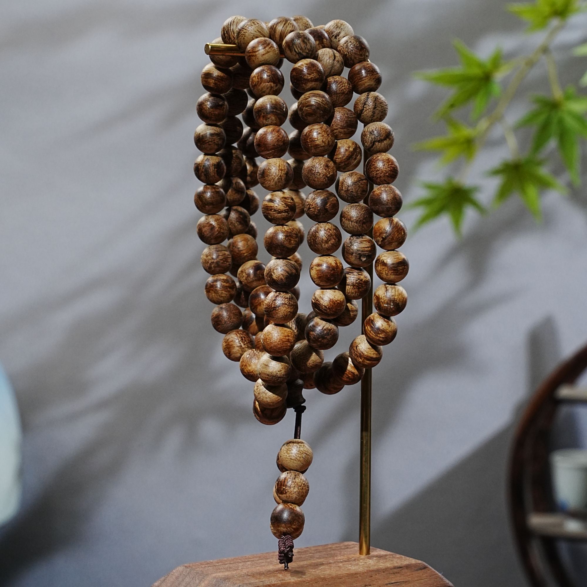 菲律宾巴拉望岛黑油沉香念珠0.87cm 13.92g 250718001 B