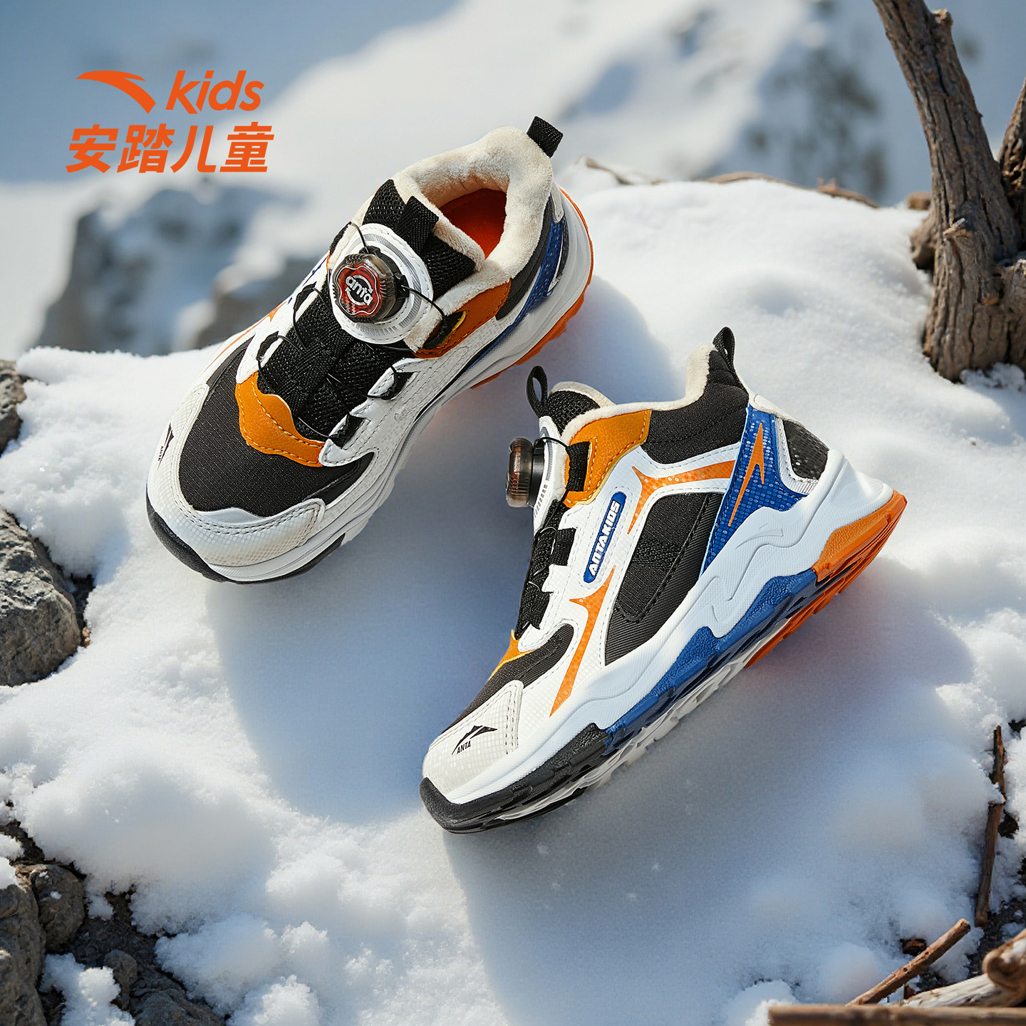 安踏儿童冬季新款男小童棉鞋加绒保暖舒适防滑耐磨运动御寒9915