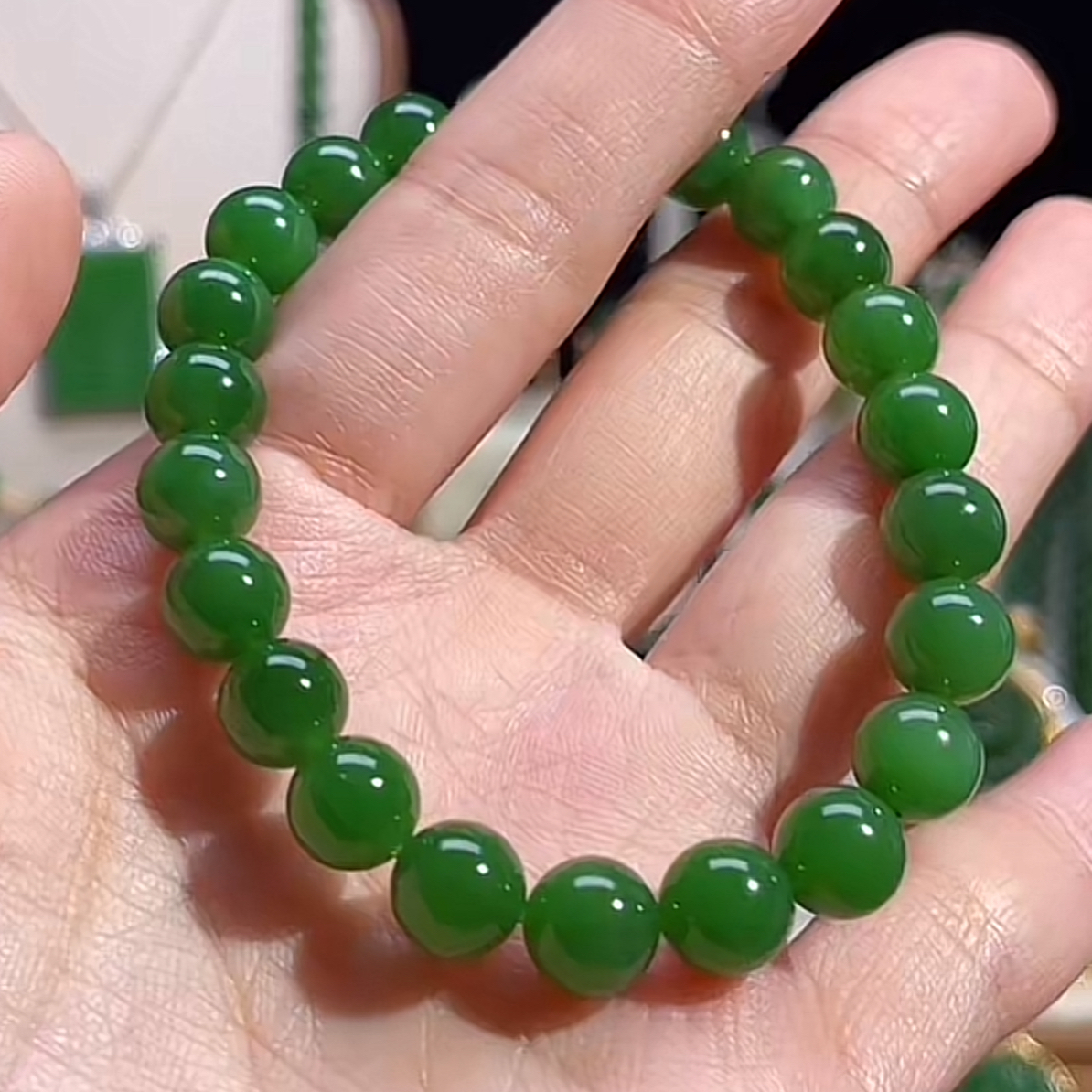 和田玉碧玉手串单圈