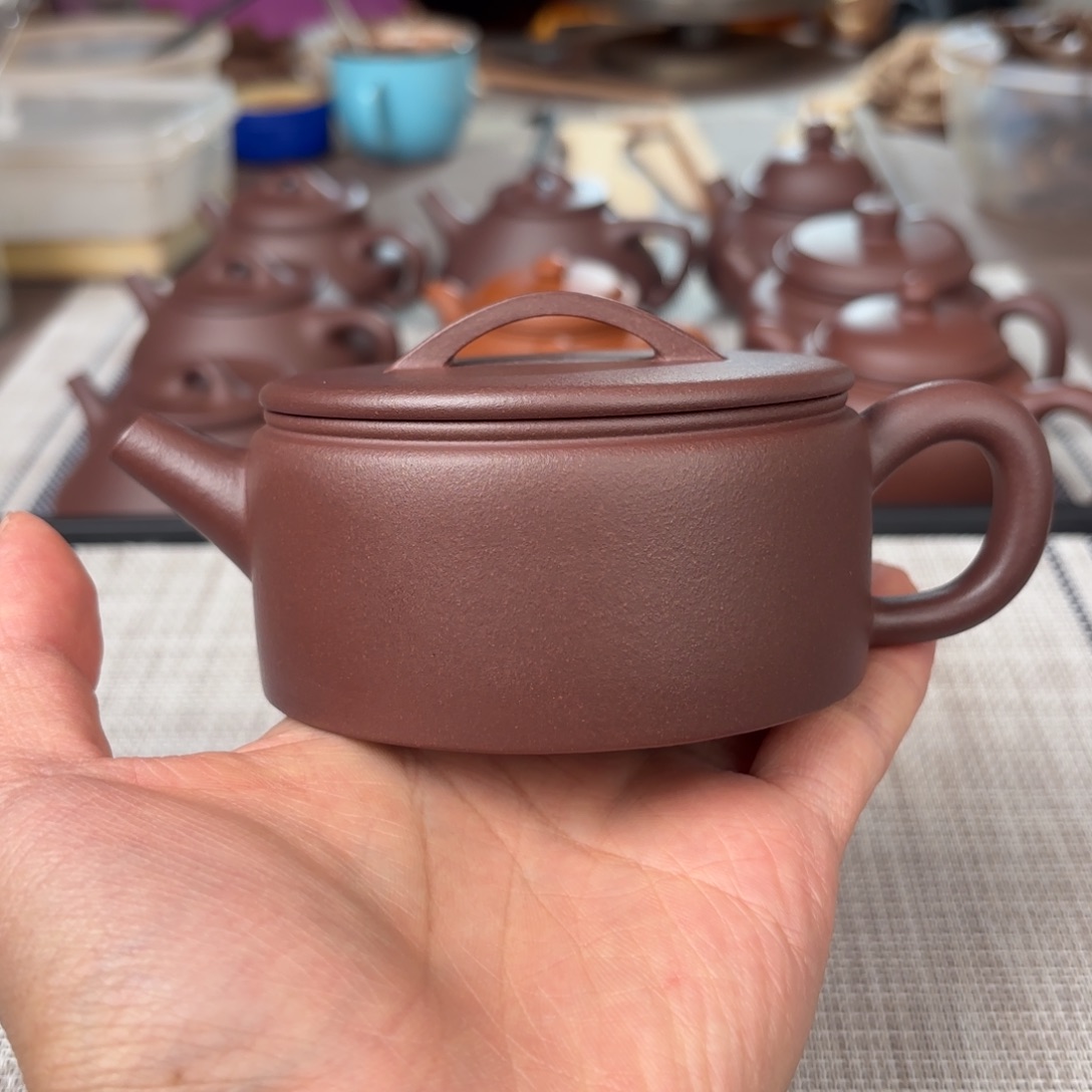 茶壶紫砂特价半手工老紫泥汉瓦壶190cc