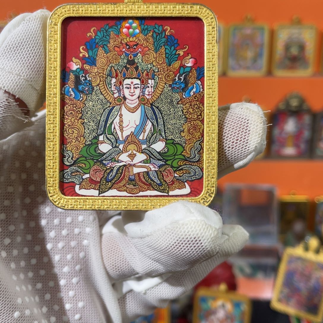 布艺铁合金红唐大日藏式吊坠