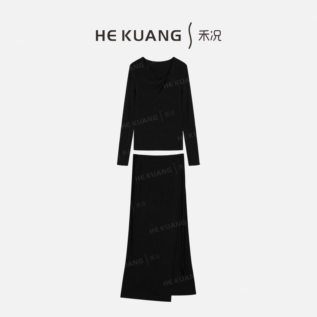 禾况HEKUANG琥珀流光【隐洲】简约优雅系带款羊毛套装 D653 0582 Z