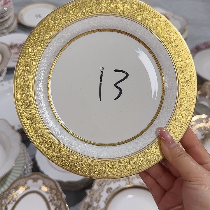瓷7.5英寸金边平盘4个