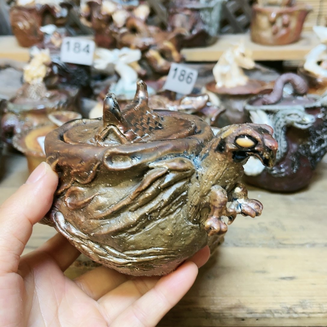 杯柴烧粗陶手捏宝瓶微瑕