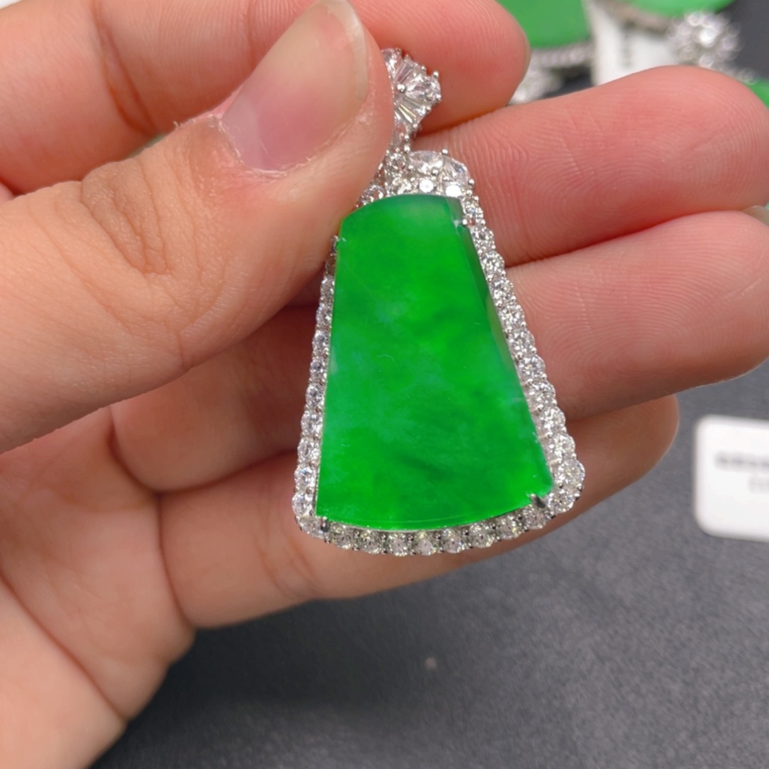 翡翠银S925镶嵌吊坠(不含链)