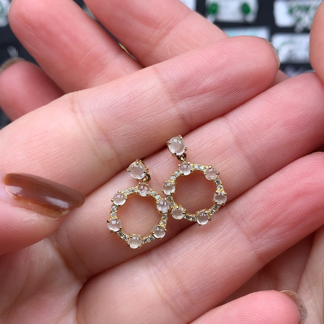 翡翠银S925镶嵌耳饰