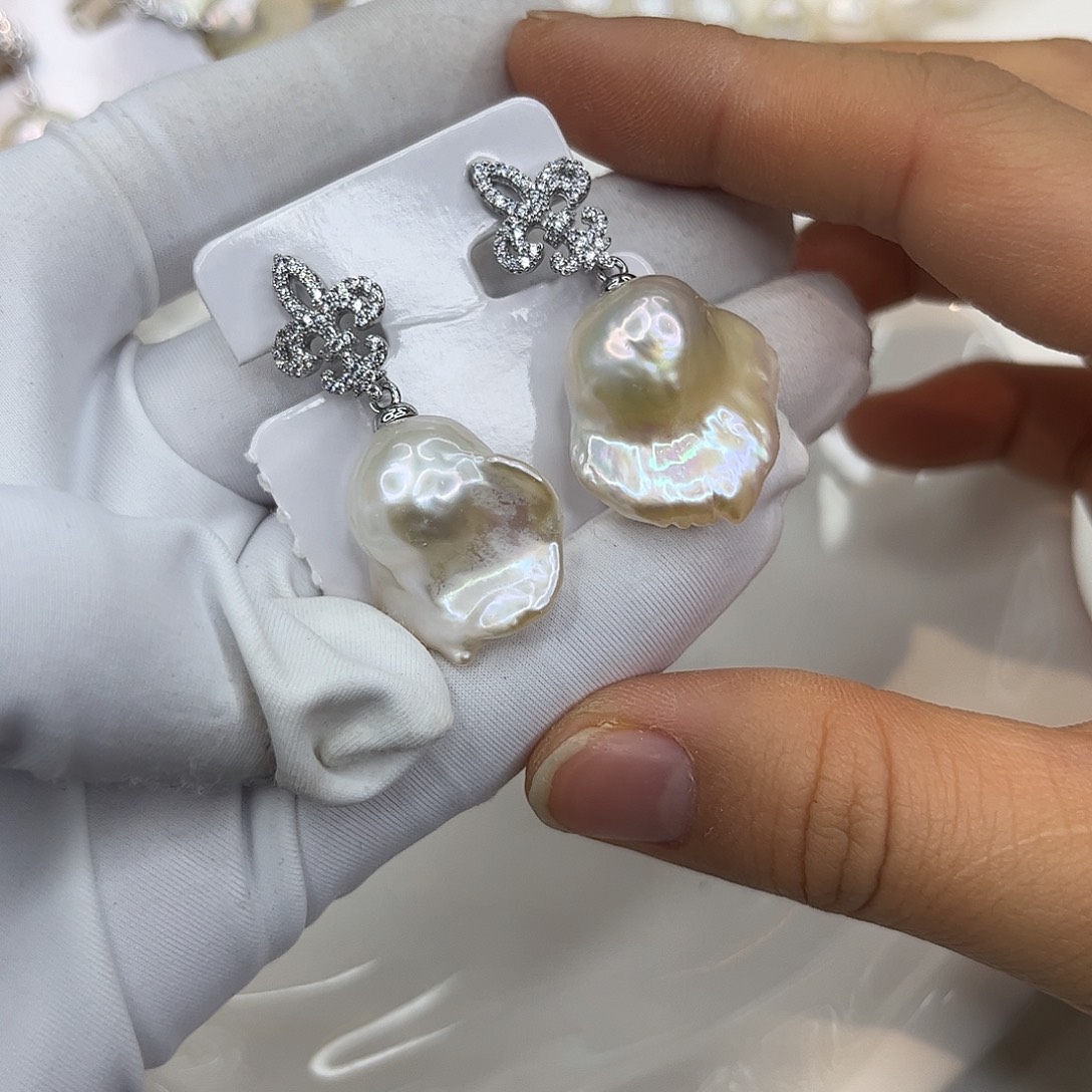 耳饰合金淡水珍珠