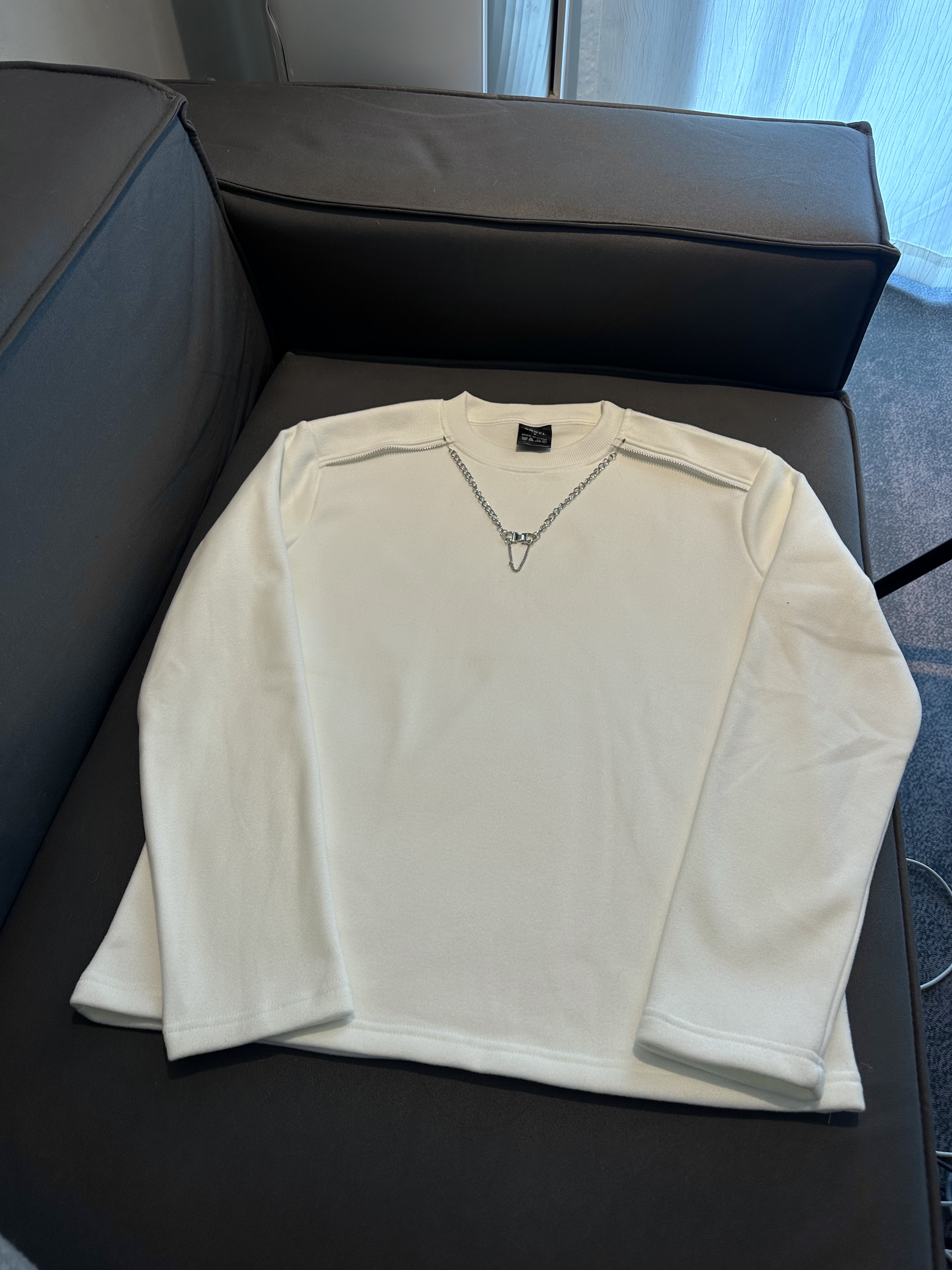 Z322【栗丽子专属】美式高街垫肩设计长袖T恤圆领卫衣内搭打底衫